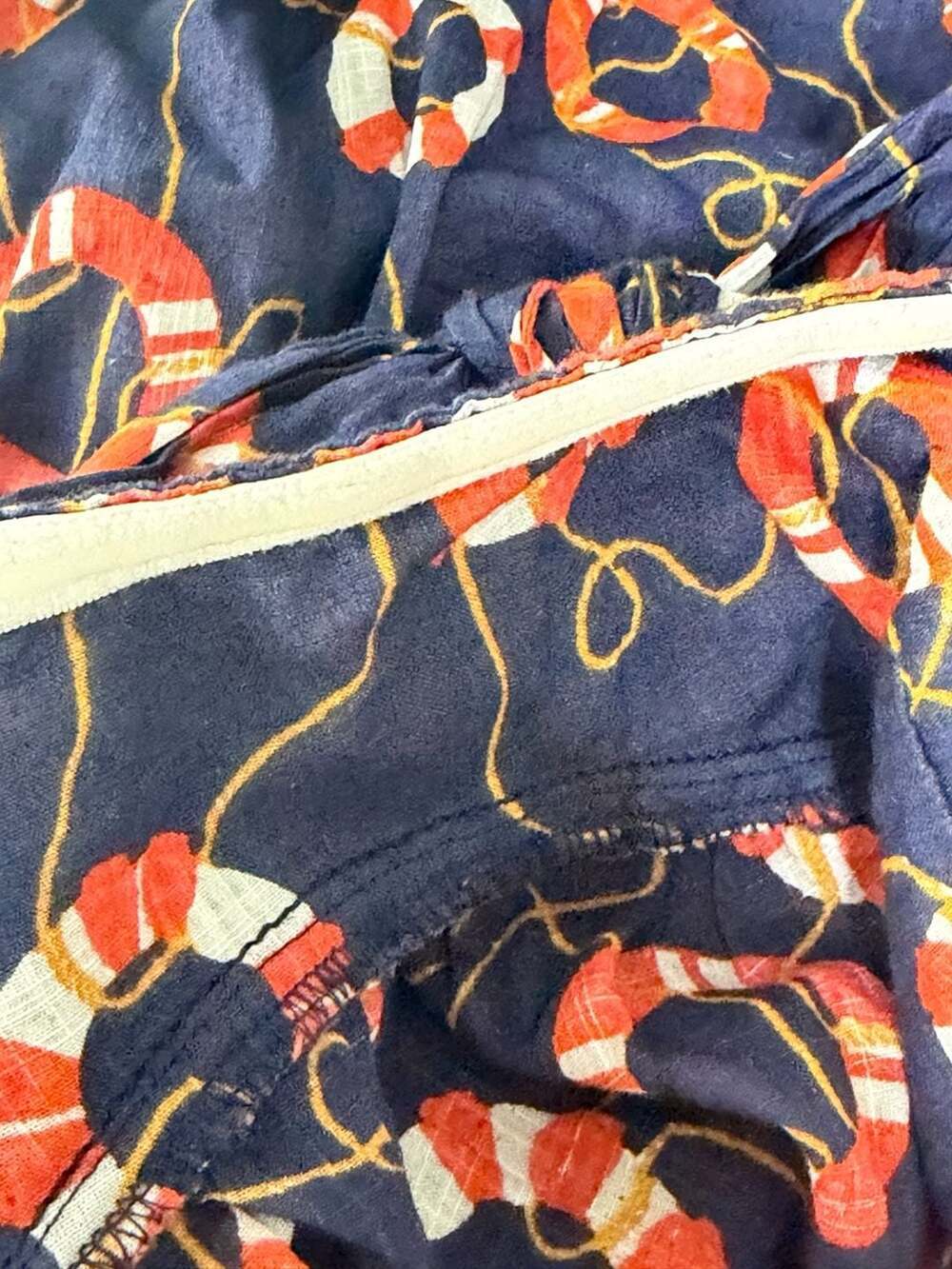 Strapless Navy Lifesaver Print Dress - Picture 9 of 11